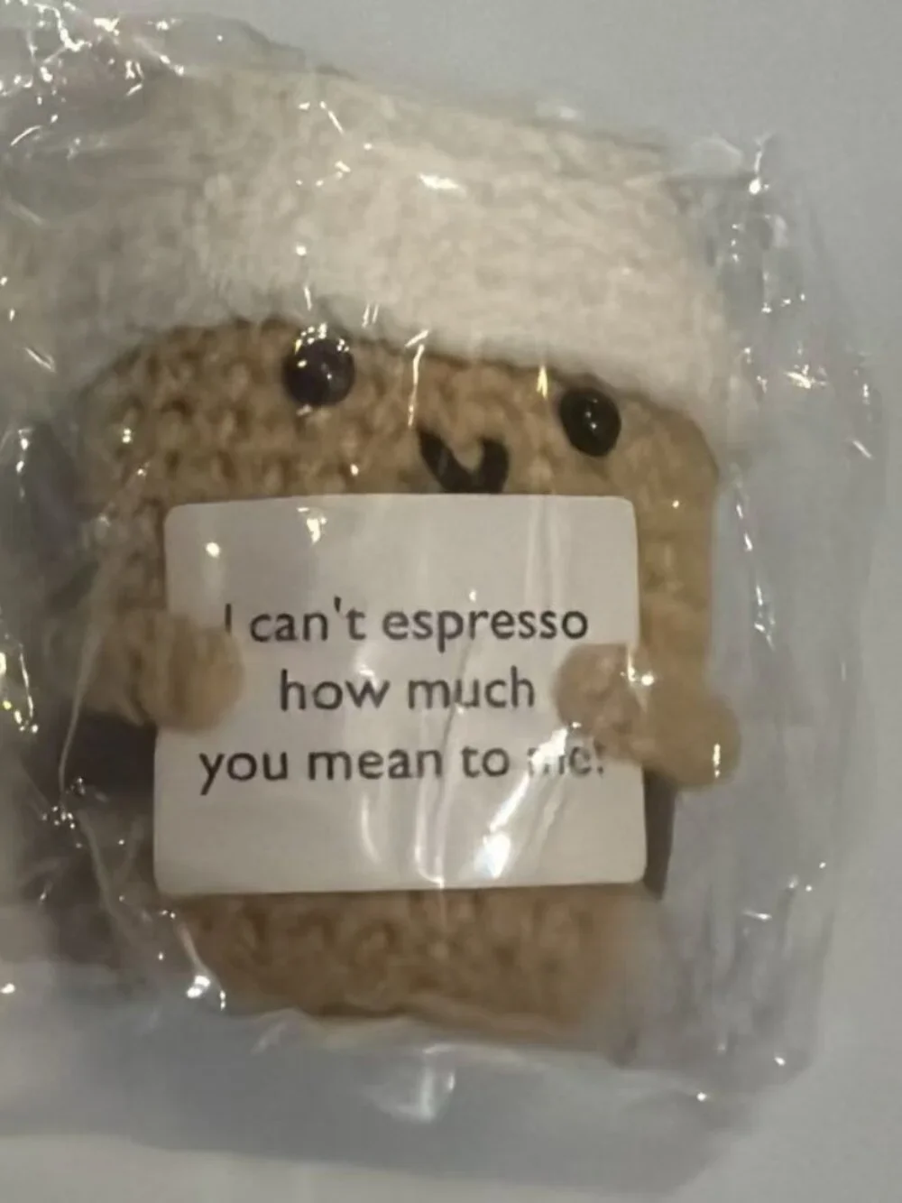 10 PCS Positive Affirmation Crochet Coffee Cup Doll Cute Knitted Ornament
